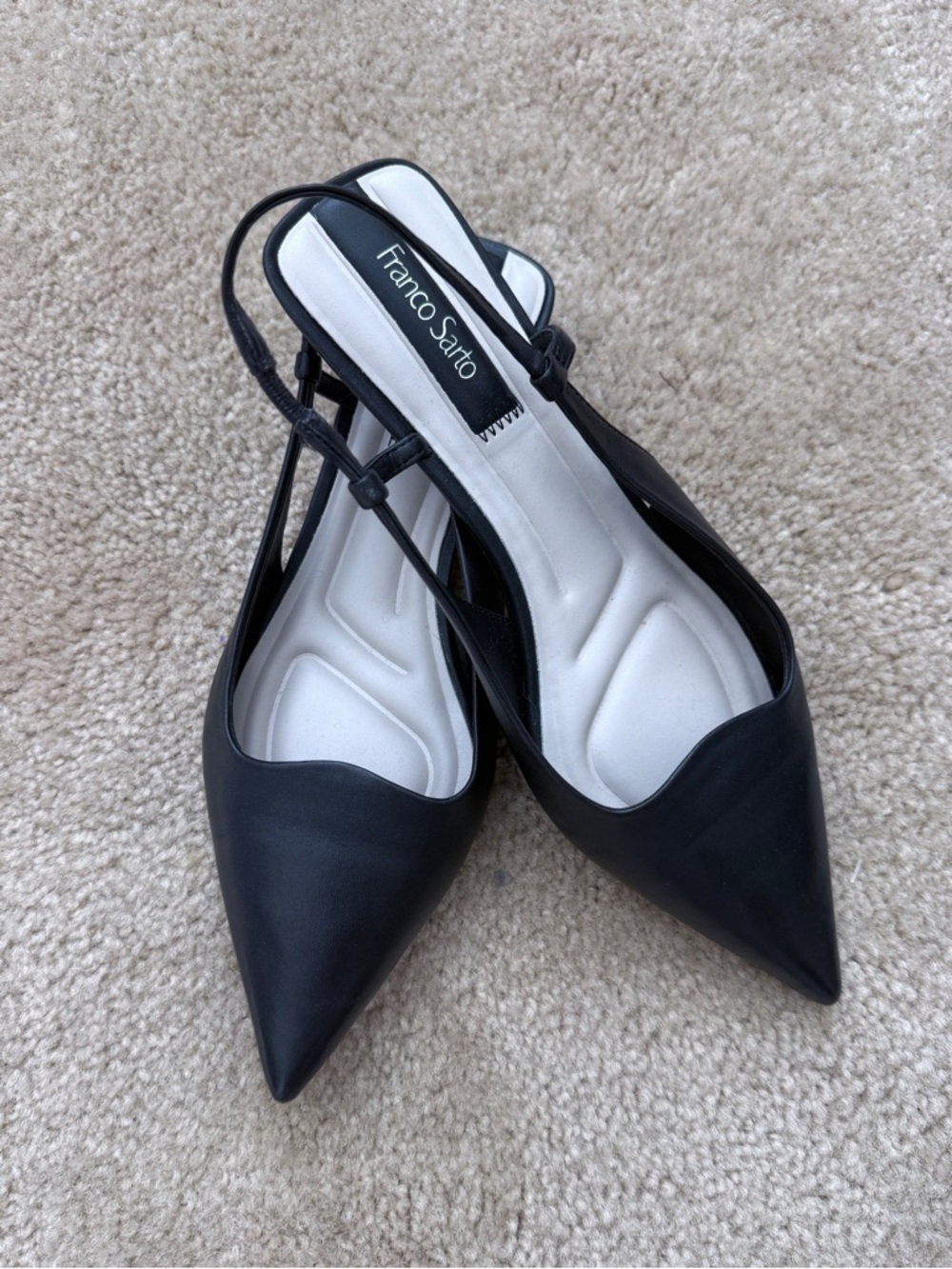 Leather Franco Sarto Black Pointed Slingback Mules